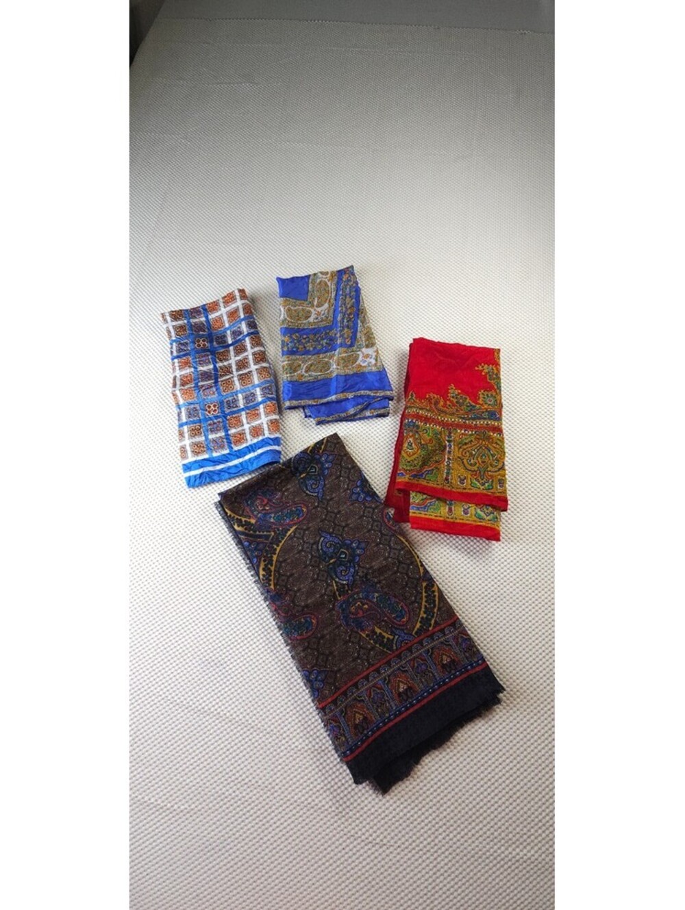 Set of Four Vintage Patterned Scarves